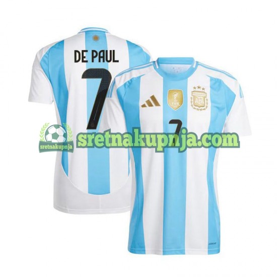 Muškarci Domaći Home Dresova Argentina De Paul 7 Copa America 2024 Kratkih Rukava