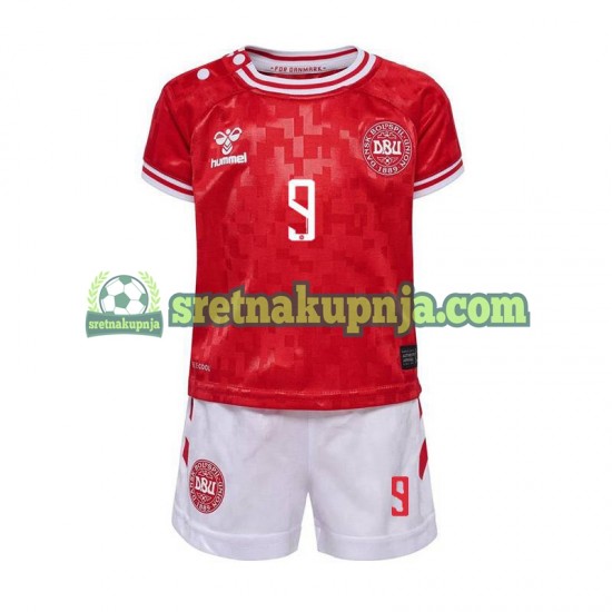 Dječja Domaći Home Dresova Danska Hojlund 9 Euro 2024 Kratkih Rukava