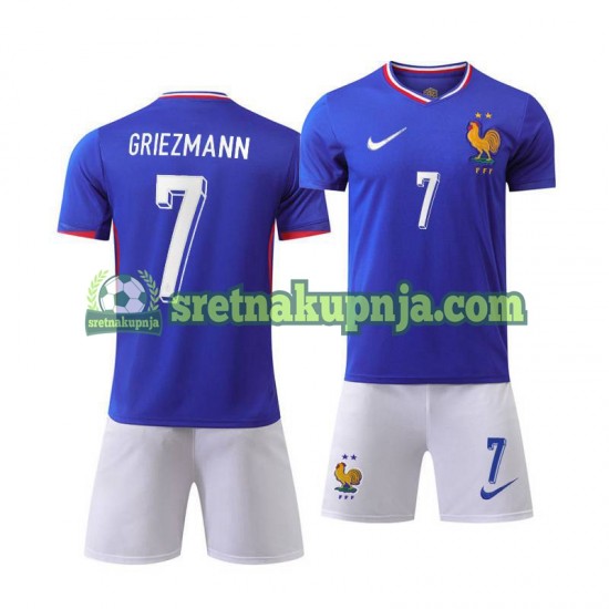 Dječja Domaći Home Dresova Francuska Antoine Griezmann 7 Euro 2024 Plava Kratkih Rukava
