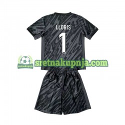 Dječja Gostujući Away Golmanski Dresova Francuska Hugo Lloris 1 Euro 2024 Crno Kratkih Rukava