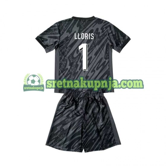 Dječja Gostujući Away Golmanski Dresova Francuska Hugo Lloris 1 Euro 2024 Crno Kratkih Rukava