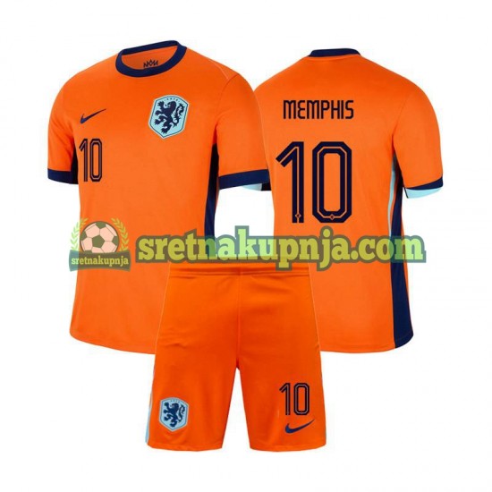 Dječja Domaći Home Dresova Nizozemska Memphis Depay 10 Euro 2024 Kratkih Rukava