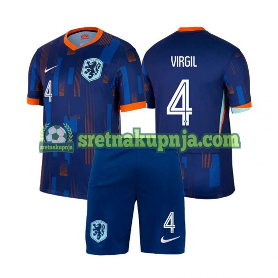 Dječja Gostujući Away Dresova Nizozemska Virgil van Dijk 4 Euro 2024 Kratkih Rukava
