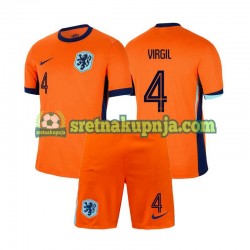 Dječja Domaći Home Dresova Nizozemska Virgil van Dijk 4 Euro 2024 Kratkih Rukava