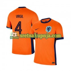 Muškarci Domaći Home Dresova Nizozemska Virgil van Dijk 4 Euro 2024 Kratkih Rukava