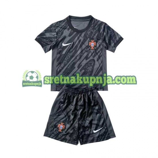 Dječja Gostujući Away Golmanski Dresova Portugal Euro 2024 Crno Kratkih Rukava