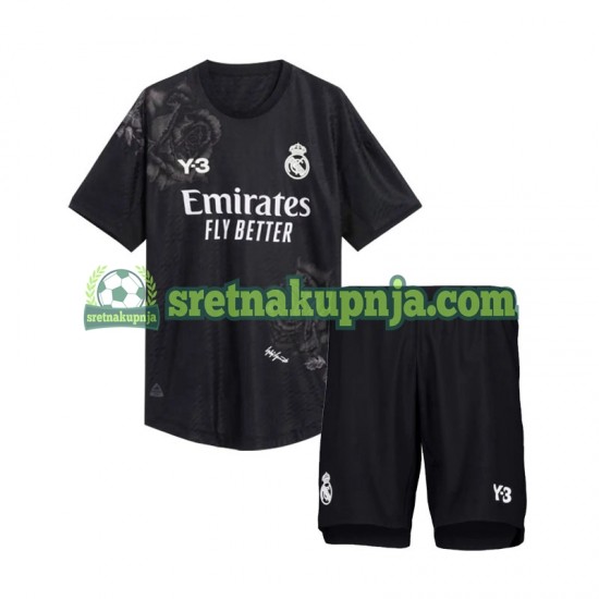 Dječja Četvrti Golmanski Dresova Real Madrid Y3 2023-2024 Crno Kratkih Rukava
