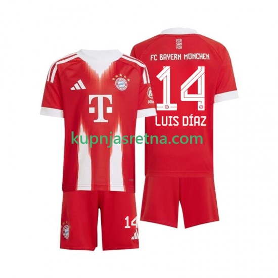 Dječja Domaći Home Dresova FC Bayern München Luis Diaz 14 2025-2026 Kratkih Rukava