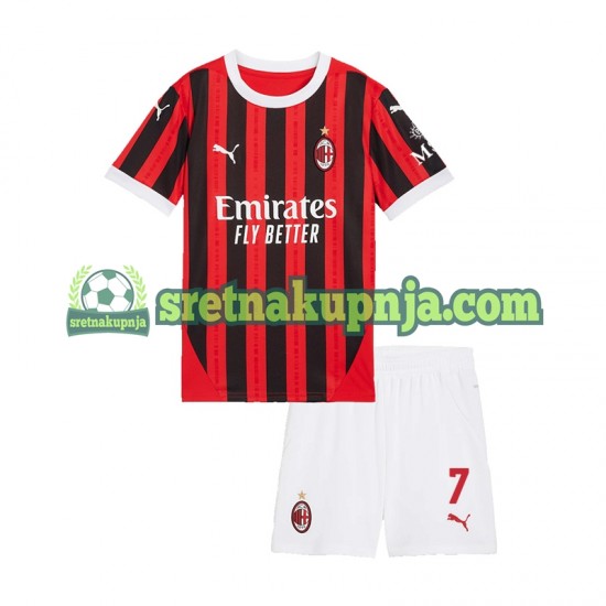 Dječja Domaći Home Dresova AC Milan Alvaro Morata 7 2024-2025 Kratkih Rukava