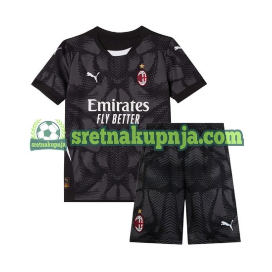 Dječja Domaći Home Golmanski Dresova AC Milan 2024-2025 Crno Kratkih Rukava