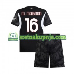 Dječja Domaći Home Golmanski Dresova AC Milan Mike Maignan 16 2024-2025 Crno Kratkih Rukava