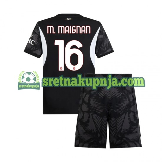 Dječja Domaći Home Golmanski Dresova AC Milan Mike Maignan 16 2024-2025 Crno Kratkih Rukava