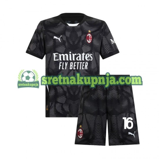 Dječja Domaći Home Golmanski Dresova AC Milan Mike Maignan 16 2024-2025 Crno Kratkih Rukava