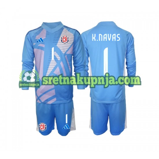 Dječja Domaći Home Golmanski Dresova Kostarika Keylor Navas 1 2024 Plava Dugim Rukavima