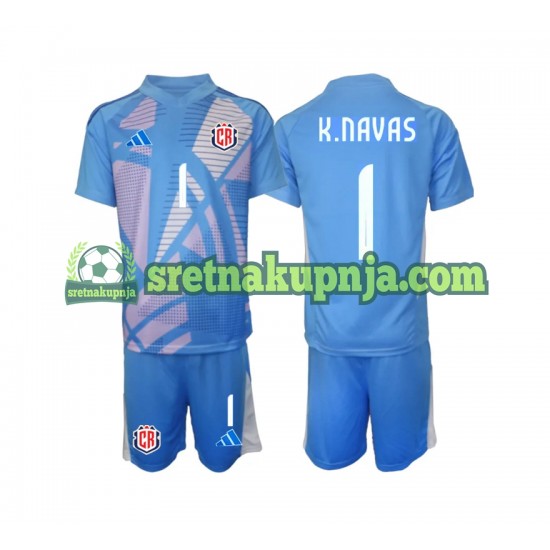 Dječja Domaći Home Golmanski Dresova Kostarika Keylor Navas 1 2024 Plava Kratkih Rukava