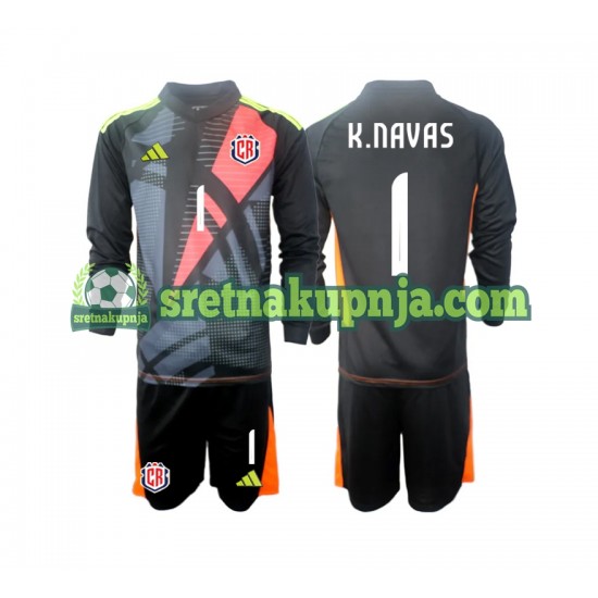 Dječja Treći Golmanski Dresova Kostarika Keylor Navas 1 2024 Crno Dugim Rukavima