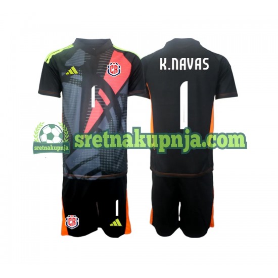 Dječja Treći Golmanski Dresova Kostarika Keylor Navas 1 2024 Crno Kratkih Rukava