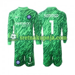 Dječja Domaći Home Golmanski Dresova Inter Milan Yann Sommer 1 2024-2025 Dugim Rukavima
