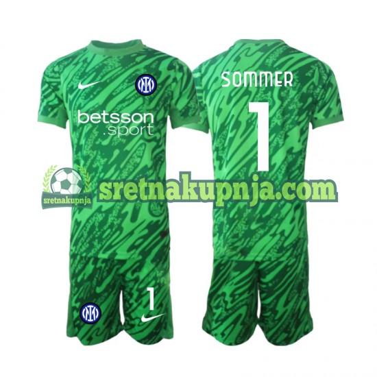 Dječja Domaći Home Golmanski Dresova Inter Milan Yann Sommer 1 2024-2025 Kratkih Rukava