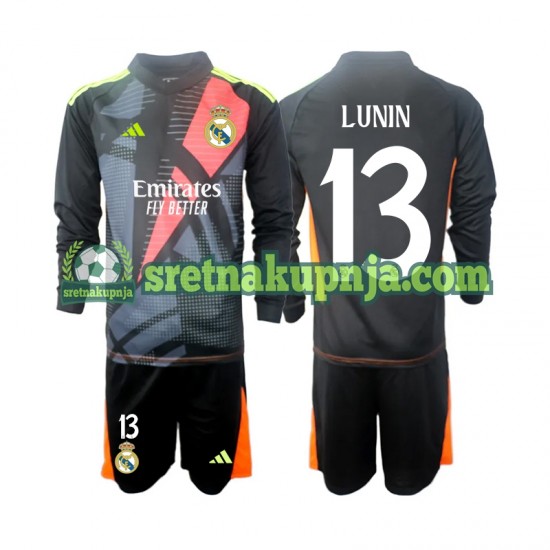Dječja Gostujući Away Golmanski Dresova Real Madrid Andriy Lunin 13 2024-2025 Crno Dugim Rukavima