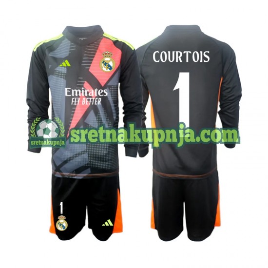 Dječja Gostujući Away Golmanski Dresova Real Madrid Thibaut Courtois 1 2024-2025 Crno Dugim Rukavima