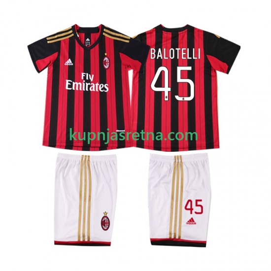 Dječja Domaći Home Dresova AC Milan BALOTELL 45 Retro 2013 2014 Kratkih Rukava
