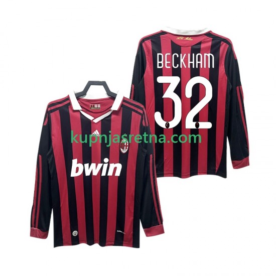 Muškarci Domaći Home Dresova AC Milan BECKHAM 32 Retro 2009 2010 Dugim Rukavima