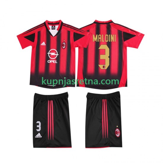 Dječja Domaći Home Dresova AC Milan MALDINI 3 Retro 2004 2005 Kratkih Rukava
