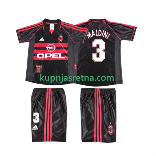 Dječja Treći Dresova AC Milan MALDINI 3 Retro 1998 1999 Kratkih Rukava