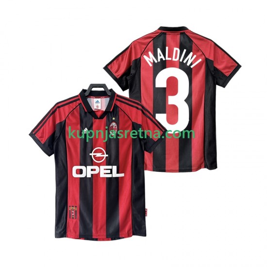 Muškarci Domaći Home Dresova AC Milan MALDINI 3 Retro 1998 1999 Kratkih Rukava