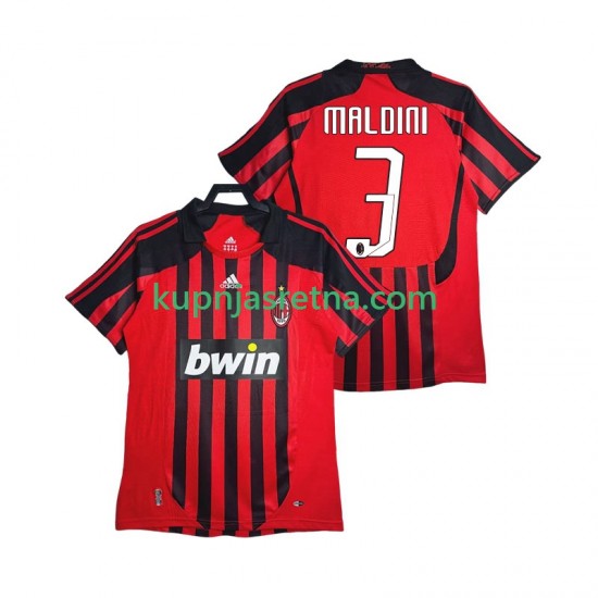 Muškarci Domaći Home Dresova AC Milan MALDINI 3 Retro 2007 2008 Kratkih Rukava