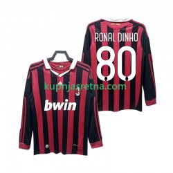 Muškarci Domaći Home Dresova AC Milan RONALDINHO 80 Retro 2009 2010 Dugim Rukavima