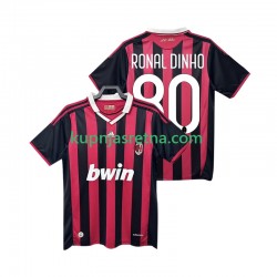 Muškarci Domaći Home Dresova AC Milan RONALDINHO 80 Retro 2009 2010 Kratkih Rukava