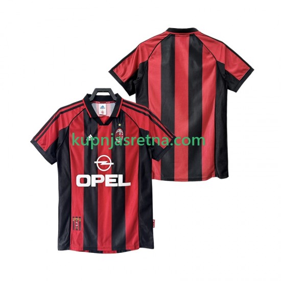 Muškarci Domaći Home Dresova AC Milan Retro 1998 1999 Kratkih Rukava