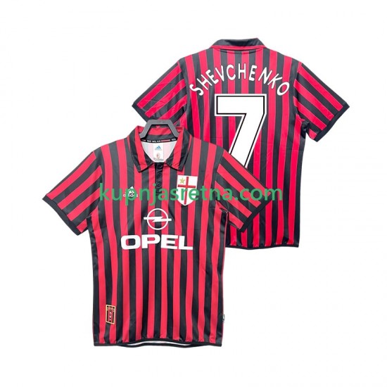 Muškarci Domaći Home Dresova AC Milan SHEVCHENKO 7 Retro 1999 2000 Kratkih Rukava