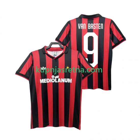 Muškarci Domaći Home Dresova AC Milan VAN BASTEN 9 Retro 1990 1991 Kratkih Rukava