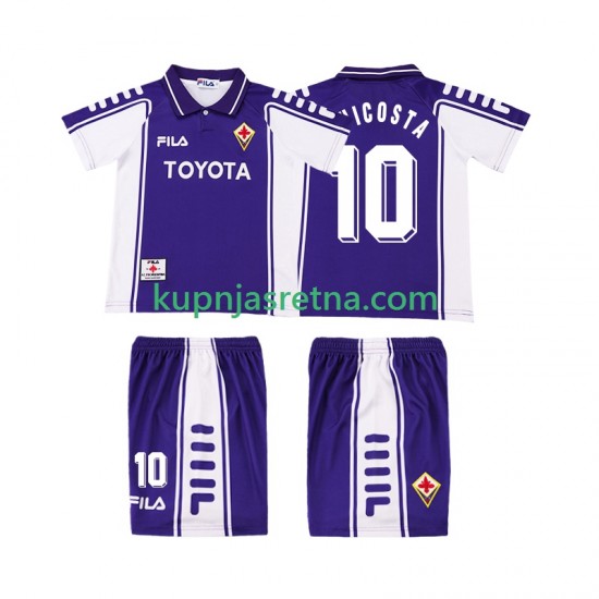 Dječja Domaći Home Dresova ACF Fiorentina RUI COSTA 10 Retro 1999 2000 Kratkih Rukava
