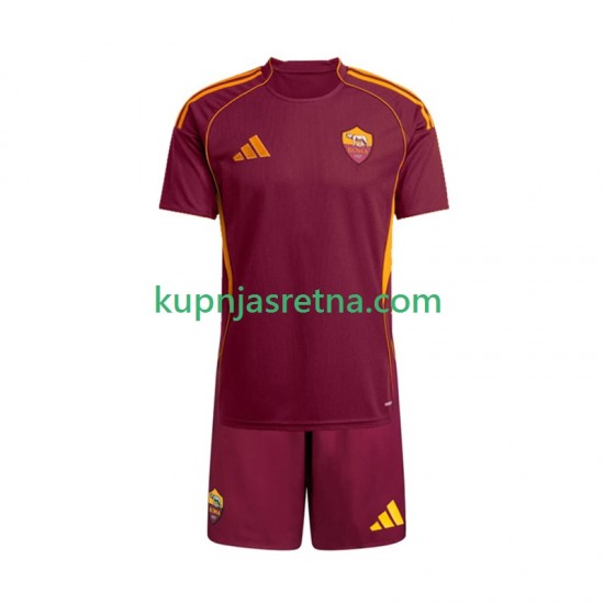 Dječja Domaći Home Dresova Roma 2025-2026 Kratkih Rukava