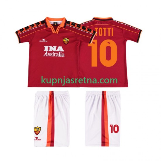 Dječja Domaći Home Dresova Roma TOTTI 10 Retro 1998 1999 Kratkih Rukava
