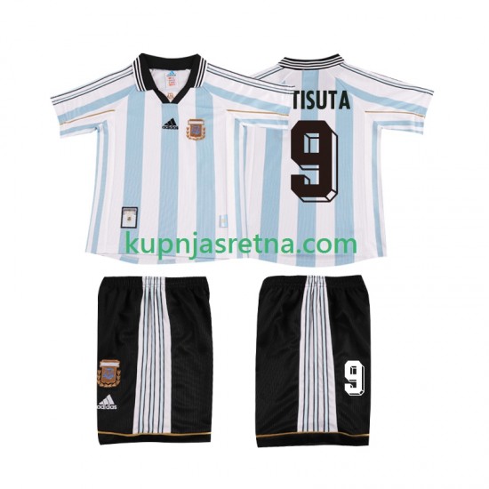 Dječja Domaći Home Dresova Argentina BATISUTA 9 Retro 1998 Kratkih Rukava