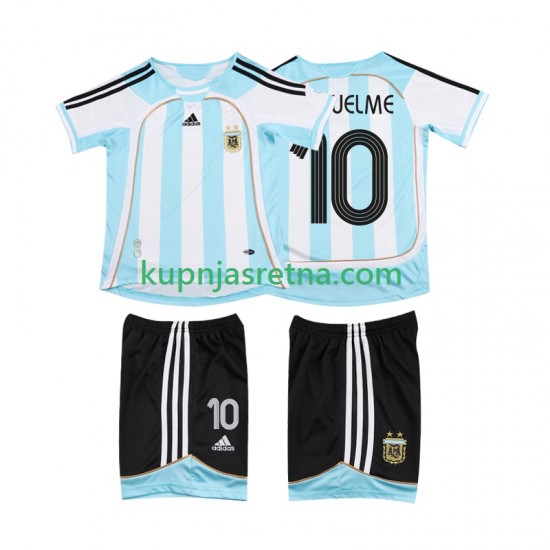 Dječja Domaći Home Dresova Argentina RIQUELME 10 Retro 2006 2007 Kratkih Rukava