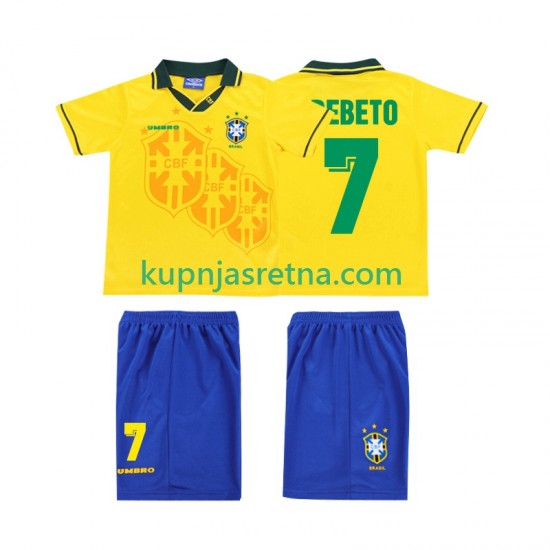 Dječja Domaći Home Dresova Brazil BEBETO 7 Retro 1994 Kratkih Rukava