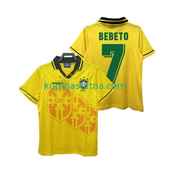 Muškarci Domaći Home Dresova Brazil BEBETO 7 Retro 1994 Kratkih Rukava