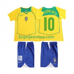 Dječja Domaći Home Dresova Brazil RONALOINHO 10 Retro 2004 Kratkih Rukava