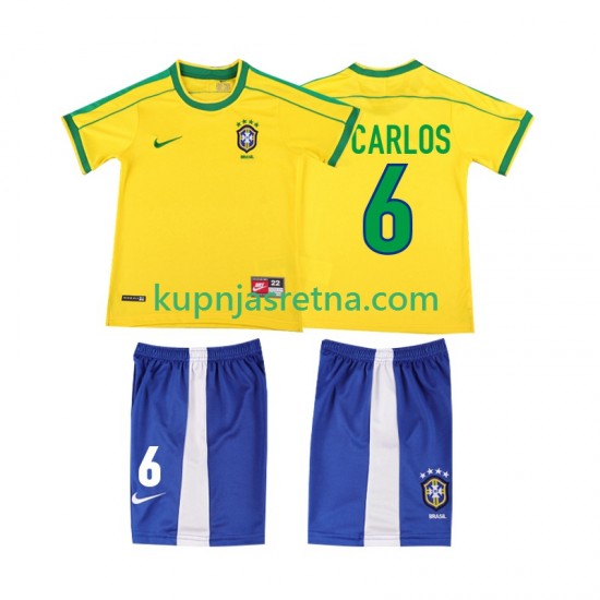 Dječja Domaći Home Dresova Brazil Roberto Carlos 6 Retro 1998 Kratkih Rukava