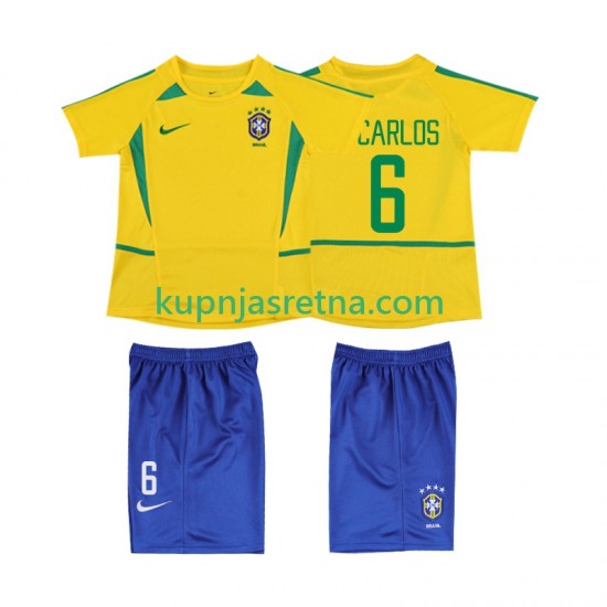 Dječja Domaći Home Dresova Brazil Roberto Carlos 6 Retro 2002 Kratkih Rukava
