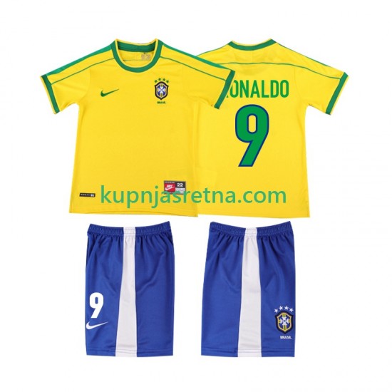 Dječja Domaći Home Dresova Brazil Ronaldo 9 Retro 1998 Kratkih Rukava