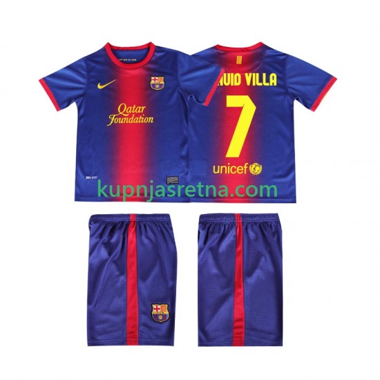 Dječja Domaći Home Dresova FC Barcelona DAUID VILLA 7 Retro 2012 2013 Kratkih Rukava