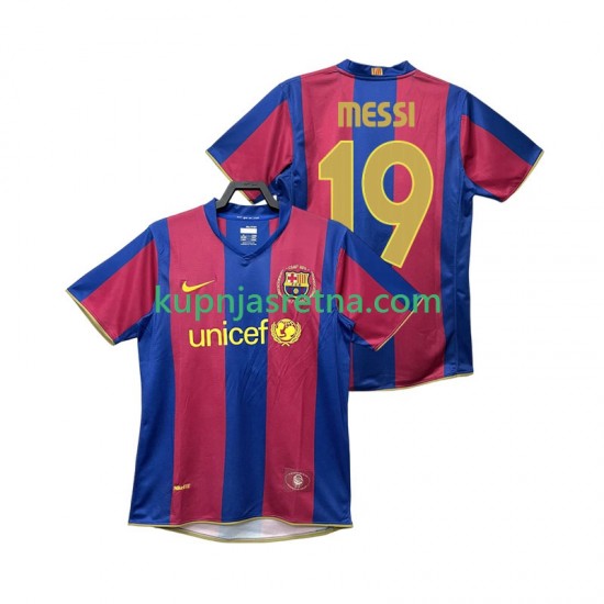 Muškarci Domaći Home Dresova FC Barcelona Lionel Messi 19 Retro 2007 2008 Kratkih Rukava