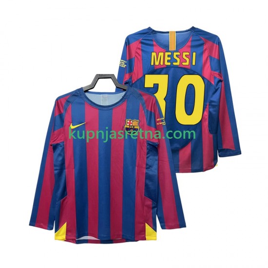 Muškarci Domaći Home Dresova FC Barcelona Lionel Messi 30 Retro Champions League 2005 2006 Dugim Rukavima